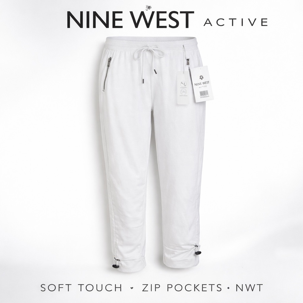 Nine West Active White Jogger Pants Soft Touch Zip Pockets NWT MSRP $68 SZ 3X